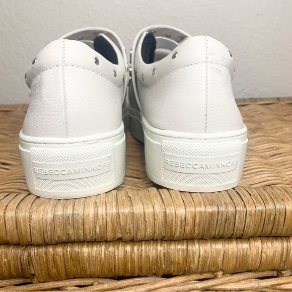 Rebecca Minkoff Natasha Chalk White Studded Platform Sneaker Slip On Size 9 - Picture 7 of 14